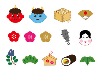 シンプルな節分のアイコンセット
