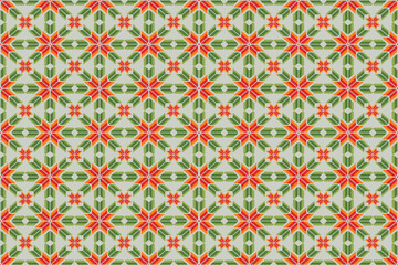 Pixel art flowers on light green background wallpaper seamless pattern decoration style