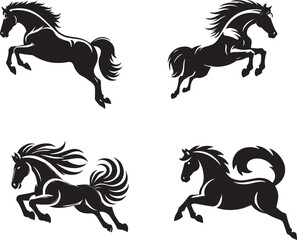 silhouette of clean vector of horse isolated