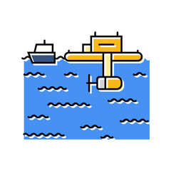 floating platform tidal power color icon vector. floating platform tidal power sign. isolated symbol illustration