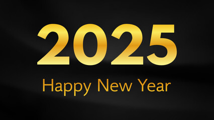 2025 Happy New Year on dark silk background