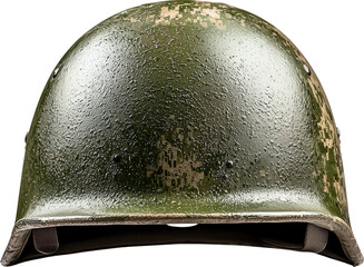 Fototapeta premium Close-up of a wet camouflage helmet
