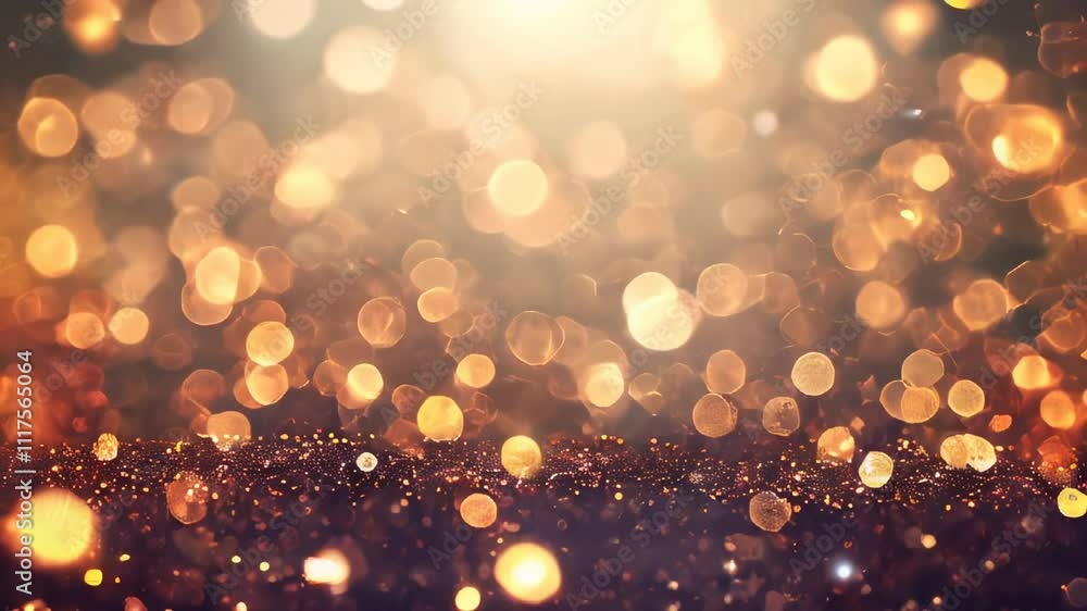 Poster an array of bright gold and orange bokeh sparkles, creating a festive and lively atmosphere ideal fo