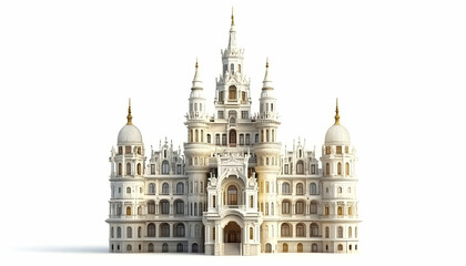 Obraz premium A grand, ornate white castle with intricate architectural details and spires.
