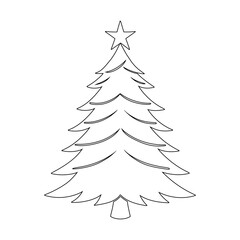 Minimalist Christmas Tree One-Line Art | Vector Outline Drawing & Tattoo Design