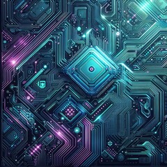 Fototapeta premium high-tech texture reminiscent of the surface of a microchip, with detailed circuits 