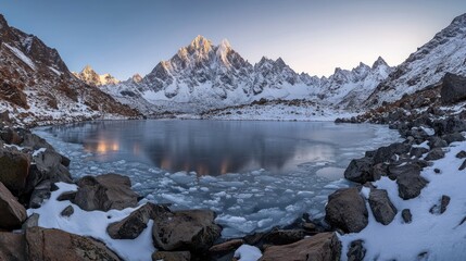 Majestic Winter Mountain Lake Scenic View