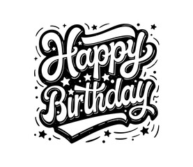 Happy Birthday. Happy Birthday vector lettering design. Modern calligraphy. Vector stock illustration
