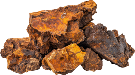 Stack of natural resinous chaga mushrooms