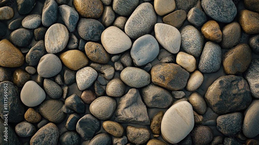 Poster smooth river rocks close up texture background