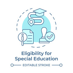 Fototapeta premium Eligibility for special education soft blue concept icon. Students needs assessments. Iep process in school. Round shape line illustration. Abstract idea. Graphic design. Easy to use in article