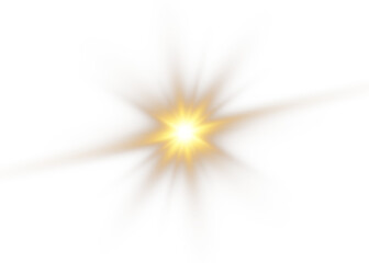 Bright yellow sun, PNG. Starburst, soft glow of rays. Starburst starburst burst with bright sparks of rays, isolated on white background. Vector illustration of abstract yellow burst.