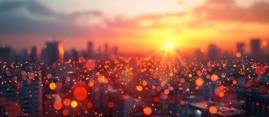 Fototapeta premium Magical sunset backdrop with a shimmering golden glow radiant light and mesmerizing bokeh effects Ethereal and dreamlike atmosphere with a serene tranquil and captivating ambiance