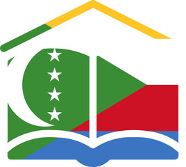 Comoros flag on Book with symbol icon