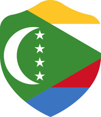 Comoros Flag on Shield Shape