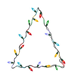 Naklejka premium Christmas lights triangle illustration New Year garland isolated Hand drawn illustration on a transparent background Winter frame banner decor xmas