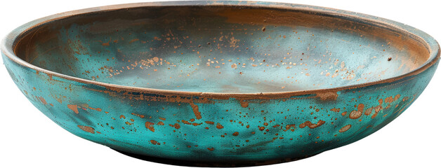 Fototapeta premium Elegant turquoise ceramic bowl with a rustic finish