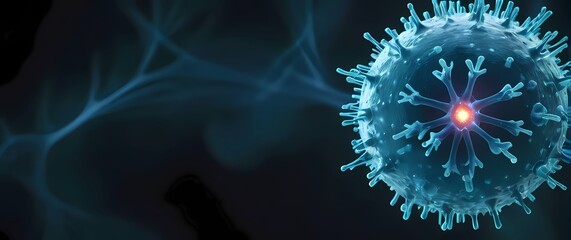 Holographic simulation of a virus attacking a host cell for research purposes