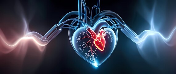Illustration of a pacemaker and its leads interacting with the heart