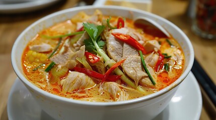 Chicken, Corn, Red and White Soup, Hearty and Flavorful Blend, a Comforting Bowl of Goodness