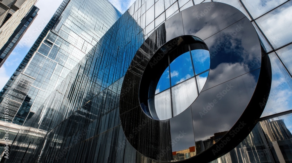Aufkleber Modern Building Architecture Featuring Circular Window Design