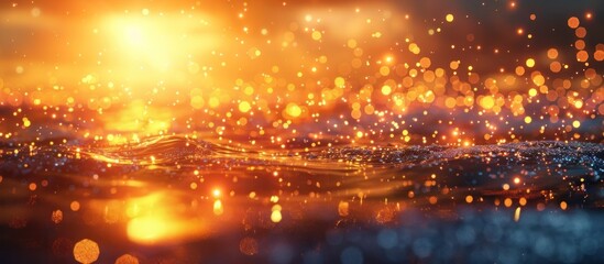 Magical glowing bokeh lights sparkling in a blurred dark night sky abstract background  Festive holiday or atmosphere with a dreamlike fantasy feel