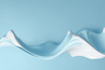 Abstract blue and white liquid wave flowing on light blue background