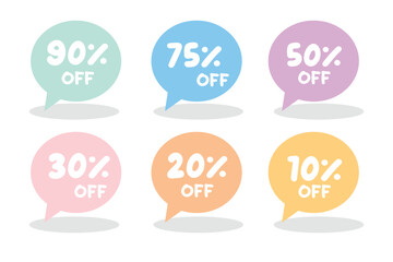 Discount price tags set in pastel color. Suitable for flat design illustration, clip art, stickers, etc
