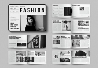 Digital Fashion Magazine Layout Design Template Landscape