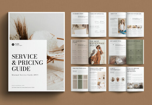 Services & Pricing Guide Magazine Template Design Layout
