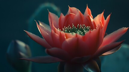 Crimson Cactus Bloom: A Close-Up of Nature's Beauty