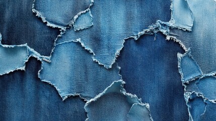 Abstract Ripped Denim Texture Background.
