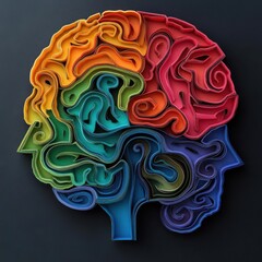 Obraz premium Craft a paper-cut brain maze with vibrant paths