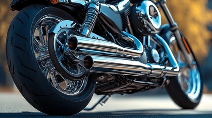 Chrome Exhaust Pipes On A Powerful Motorcycle