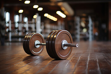 Barbell for fitness training in the gym