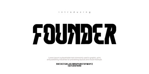 Font the Founder is Sans font with vintage style typography. Alphabet vector font with Uppercase, lowercase, and number. Regular Bold font with uppercase dan lowercase variation.