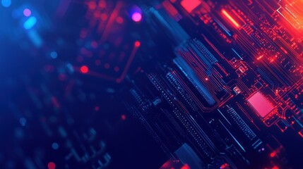 Fototapeta premium Abstract Circuit Board with Glowing Lines