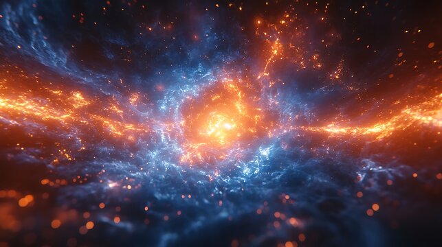 Sci-fi style explosion of light with radiating blue elements futuristic background