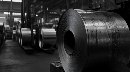 Steel Coil in Industrial Factory Setting.
