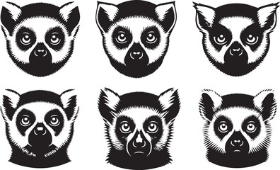 Exotic Lemur Head Illustration for Nature Designs
