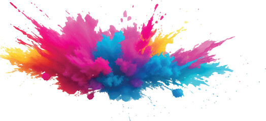 Multicolor powder explosion on White background. Colored cloud. Colorful dust explode. Paint Holi. colorful rainbow Holi paint color powder explosion with bright colors isolated white background.	