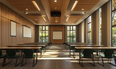 Classroom, conference room, team, class, unoccupied.