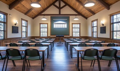 Classroom, conference room, team, class, unoccupied.