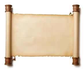 An old parchment scroll with a wooden frame, against a plain background