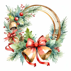 christmas wreath with bells with white background