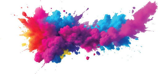 Multicolor powder explosion on White background. Colored cloud. Colorful dust explode. Paint Holi. colorful rainbow Holi paint color powder explosion with bright colors isolated white background.	