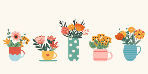 Flowers in pots set