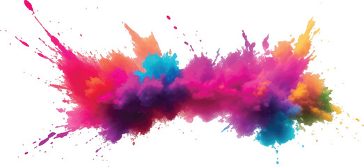 Multicolor powder explosion on White background. Colored cloud. Colorful dust explode. Paint Holi. colorful rainbow Holi paint color powder explosion with bright colors isolated white background.	