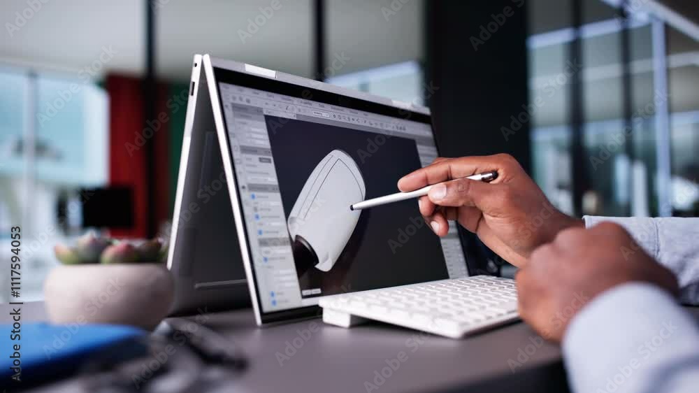 Poster engineer using 3d cad software