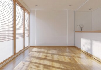 Empty room with wooden floor and white walls. perfect for interior design ideas